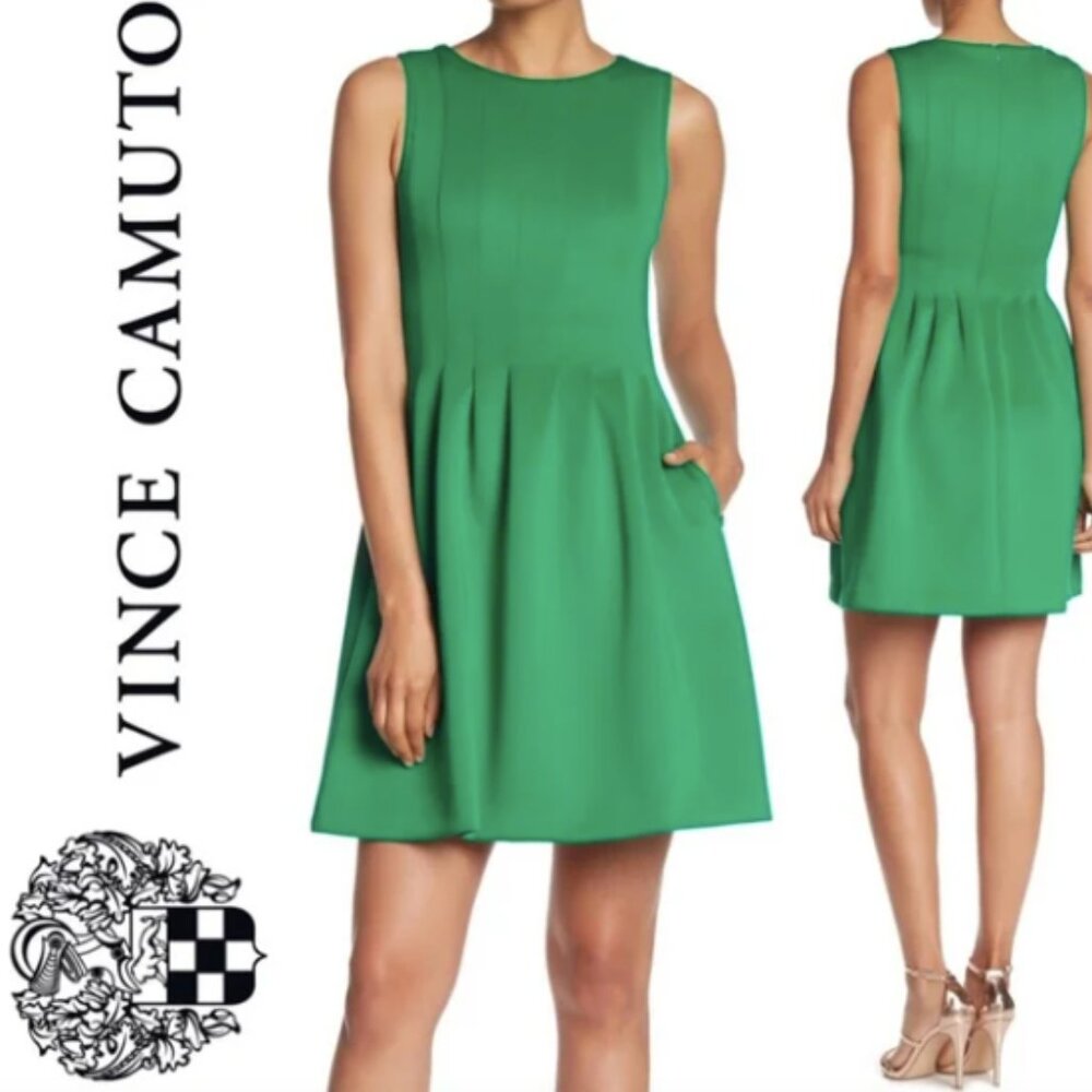 Vince Camuto Sleeveless Fit & Flare Dress in Kelly Green Size 4 - Picture 2 of 6